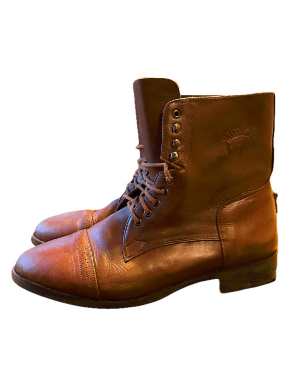 Vtg On Course Burgundy Leather English Paddock Boots Women's 8.5 / Youth 11